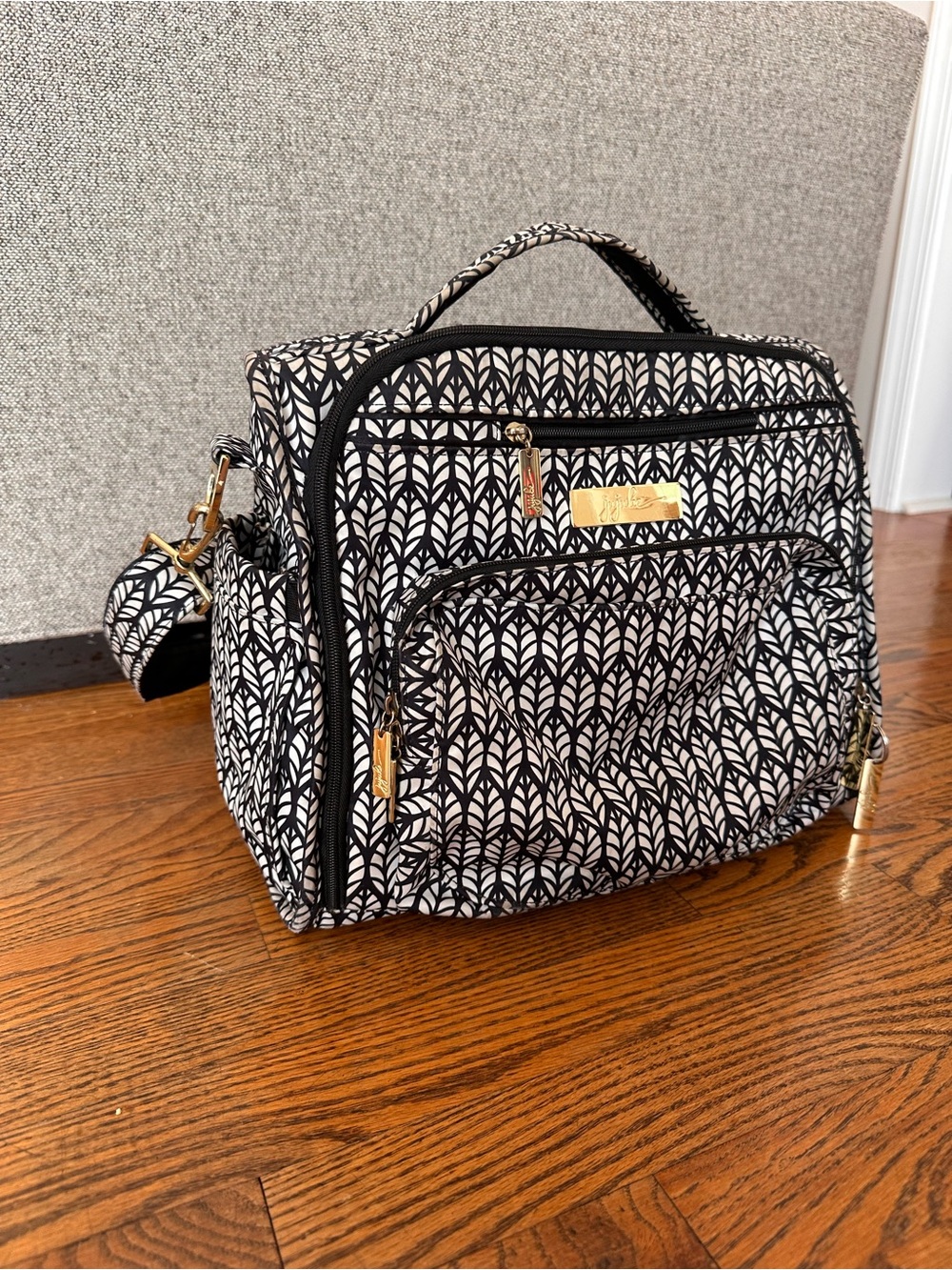 Ju-Ju-Be Black and White Patterned Washable Diaper Bag